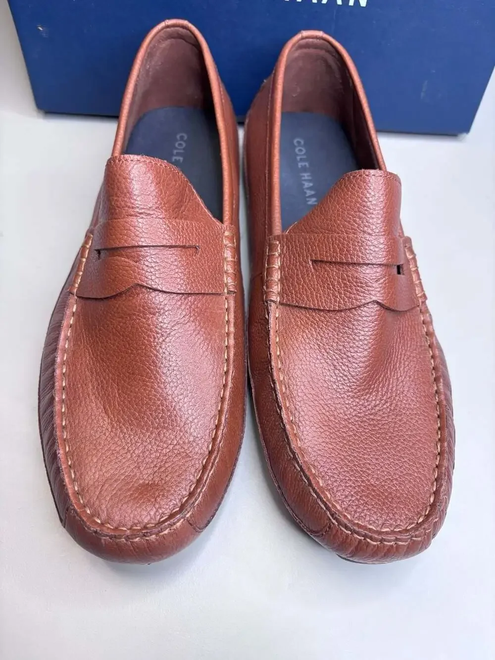 Cole Haan Men's Chestnut Brown Leather Penny Loafers